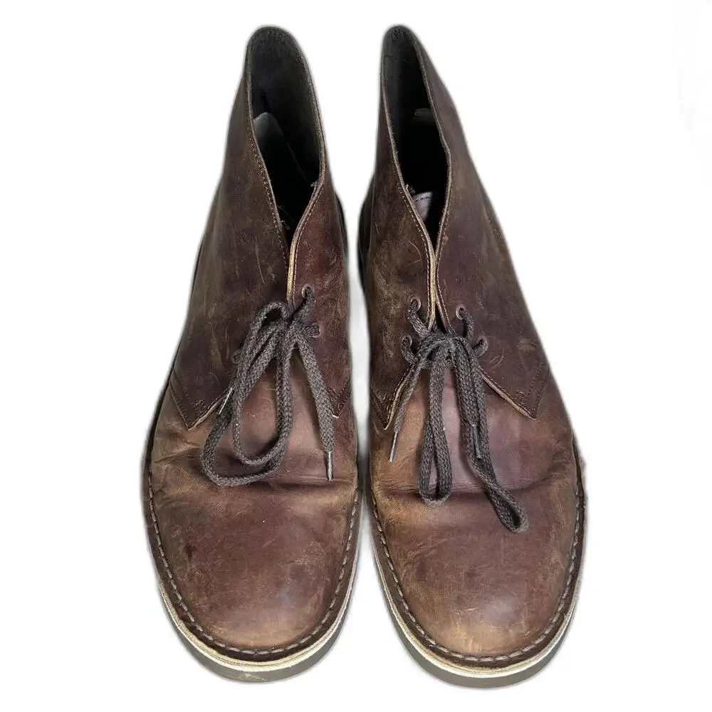 Clarks Bushacra 3 Chukka‎ Desert Boots Beeswax Brown Leather Boots Men's 12